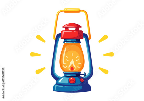 Vintage kerosene lantern glowing with warm light and radiating energy