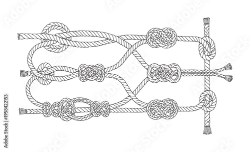 Of various nautical knots and rope work marine sailing