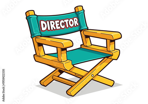Iconic director's chair with the word DIRECTOR prominently displayed on the backrest