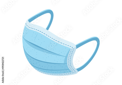 Blue surgical face mask with ear loops for protection against viruses