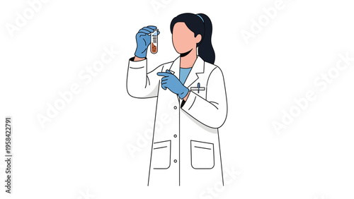 Scientist Analyzing Sample: A dedicated scientist meticulously examines a sample in a test tube, conducting essential research in a modern laboratory setting.