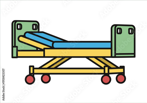 Modern medical gurney with adjustable backrest and wheels for patient transport