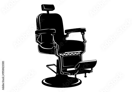Classic black barber chair with adjustable headrest and footrest