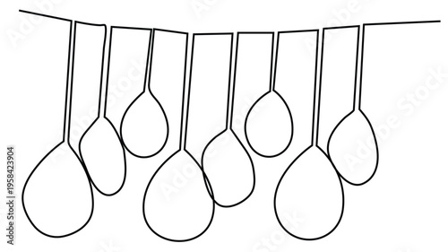 Minimalist Continuous Line Hanging Shapes Illusion