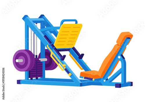 Modern blue and orange leg press machine for strength training