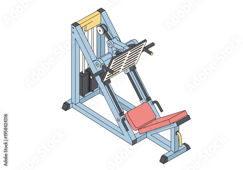 Isometric illustration of a leg press machine for gym workouts
