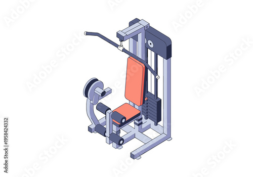 Isometric illustration of a multi-functional weight training machine for home gyms