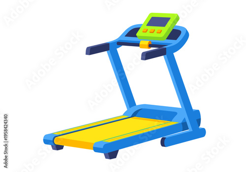 Modern blue and yellow treadmill for home fitness and cardio workouts