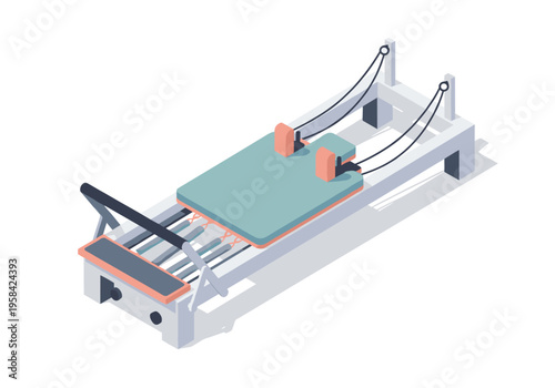Pilates reformer machine with springs and straps for exercise and fitness