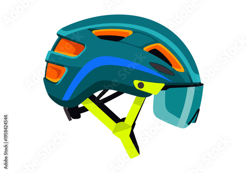 Modern cycling helmet with visor and ventilation for outdoor sports