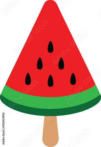 Watermelon Ice Cream on Stick Isolated on White