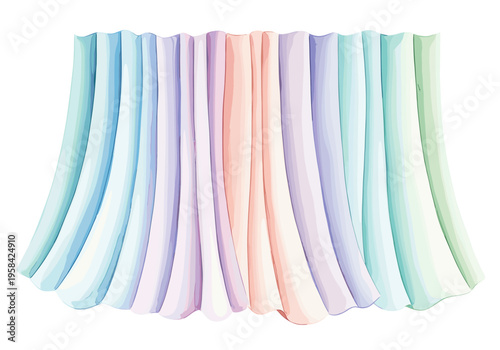 Soft pastel fabric drapes in a gentle cascade of colors