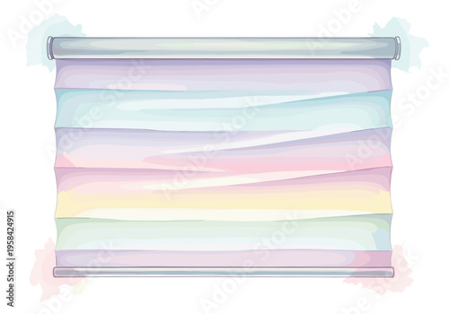 Soft pastel gradient roller blind with watercolor accents for a gentle room aesthetic