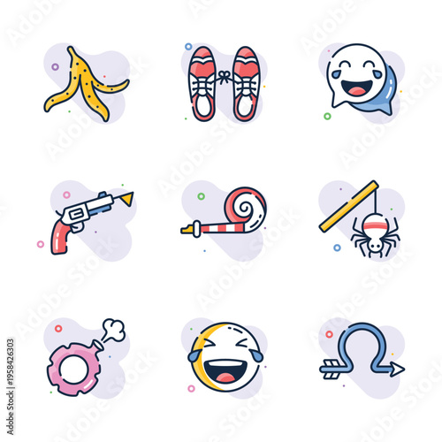 Take a look at this amazing Collection of outline design icons for April Fools' Day pranks and jokes.