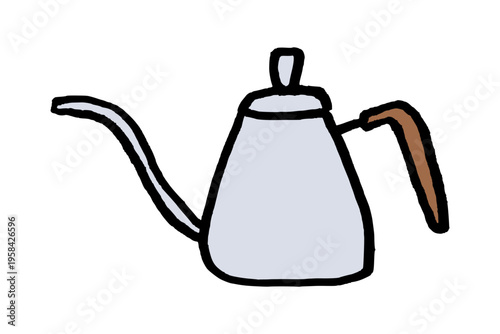 Coffee brewing drip kettle - coffee maker pot. Doodle style hand drawn object. Simple isolated object.