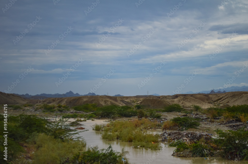Obraz premium landscape with clouds blue sky natural view landscape river trees