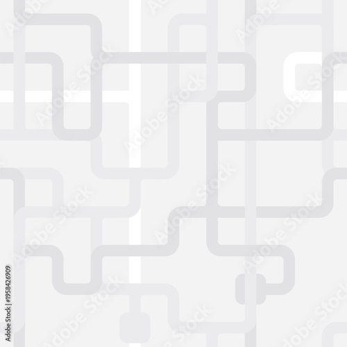 Grey seamless pattern of water infrastructure - connecting pipes geometric maze design. Utility piping background.