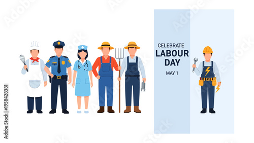 Labor Day Celebration with Essential Workers: Celebrate the strength and dedication of essential workers across various professions, united in a collective tribute.