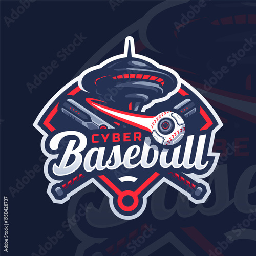 Futuristic Baseball logo design Premium Vector