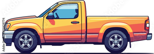 Classic yellow single cab pickup truck side profile