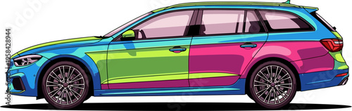 Colorful estate station wagon for family road trips