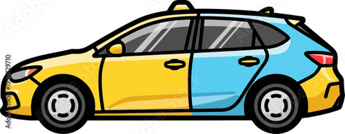 Dual-tone hatchback taxi service urban city car