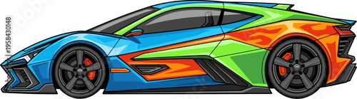 Futuristic exotic supercar with sharp geometric design