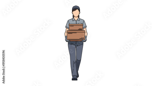 Courier's Journey: A dedicated courier strides forward, clutching packages in their hands, embodying the spirit of timely delivery and efficient service.