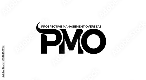 PMO logo design "Prospective Management Overseas" in black minimalist typography.