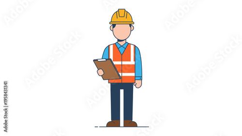 Construction Inspector: A diligent construction inspector, clad in safety attire, stands with a clipboard, symbolizing meticulous oversight and dedication to quality in construction.