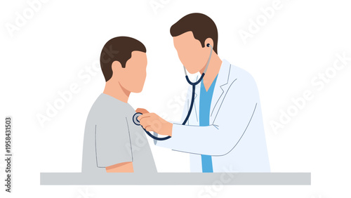 Medical Check-up: A compassionate physician, using a stethoscope, conducts a thorough examination of a patient, ensuring optimal care and wellness.