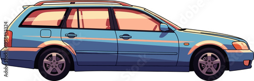 Modern blue station wagon vector graphic