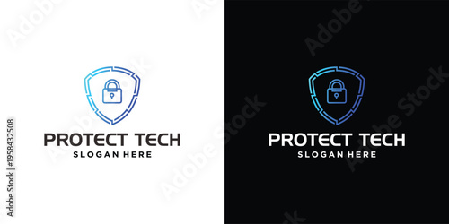 Cyber Security Shield Logo with Padlock Icon.