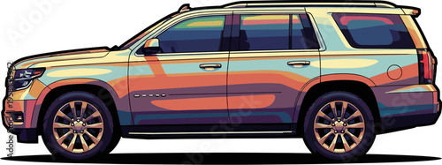 Modern suv featuring vibrant sunset gradient wrap