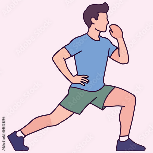 Illustration of a man performing a lunge exercise showcasing fitness and activity