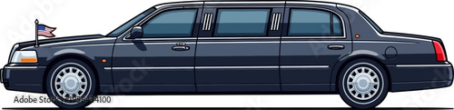 Official black stretch limousine presidential luxury transport