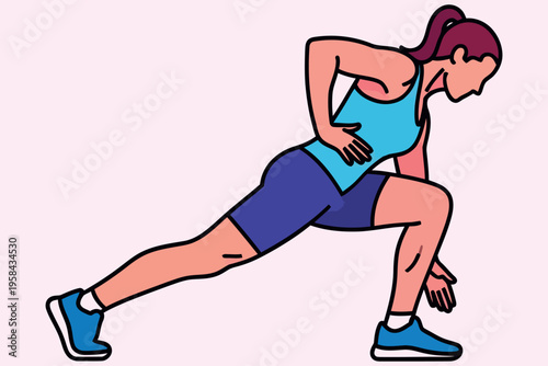 Woman performing a lunge exercise demonstrating fitness and a healthy lifestyle