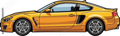 Orange and yellow coupe sports car