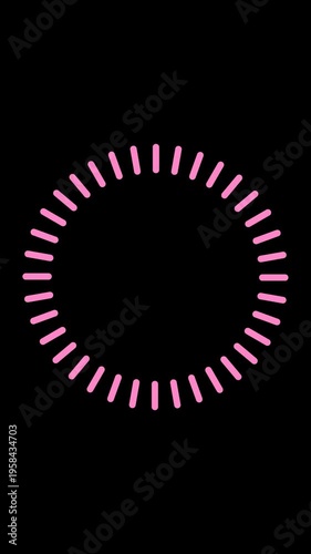 回転するピンクの円形ラインフレーム　ループアニメーション（縦長、透過背景）	
