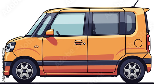 Orange boxy compact city car