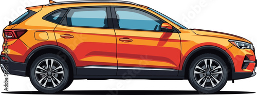 Orange compact crossover suv illustration