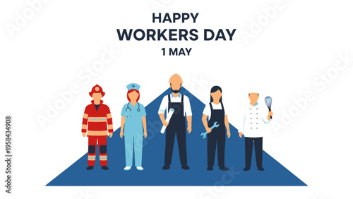 Celebrating Labor: A vibrant illustration salutes a group of dedicated laborers, symbolizing their hard work and contributions on International Labor Day.