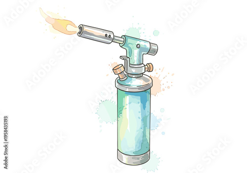 Handheld butane torch with a bright flame for cooking and crafting projects