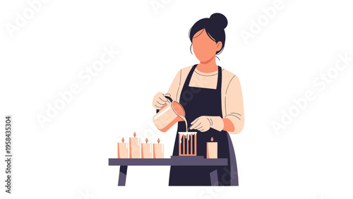 Candle Crafting: A person meticulously pours wax, creating candles
