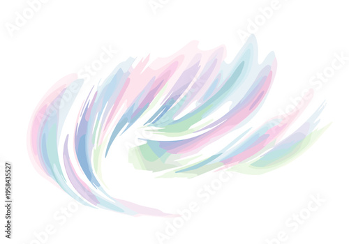 Soft pastel watercolor brush strokes forming a dynamic abstract shape