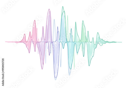 Colorful sound wave visualization with pastel gradient and smooth amplitude changes