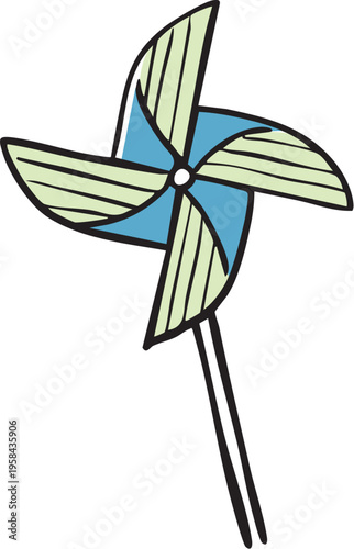 折り紙で作った風車_単色