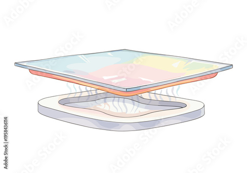 Illustration of food packaging sealing process with heat and steam