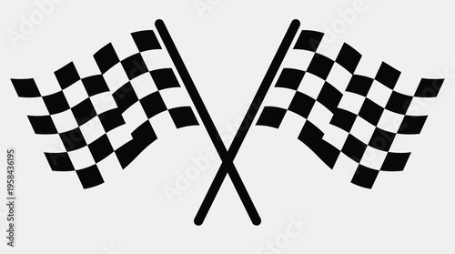 Two crossed black and white checkered flags symbolizing the finish line of a race or victory.