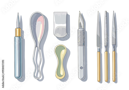 Collection of specialized tools for sculpting, carving, and detailing